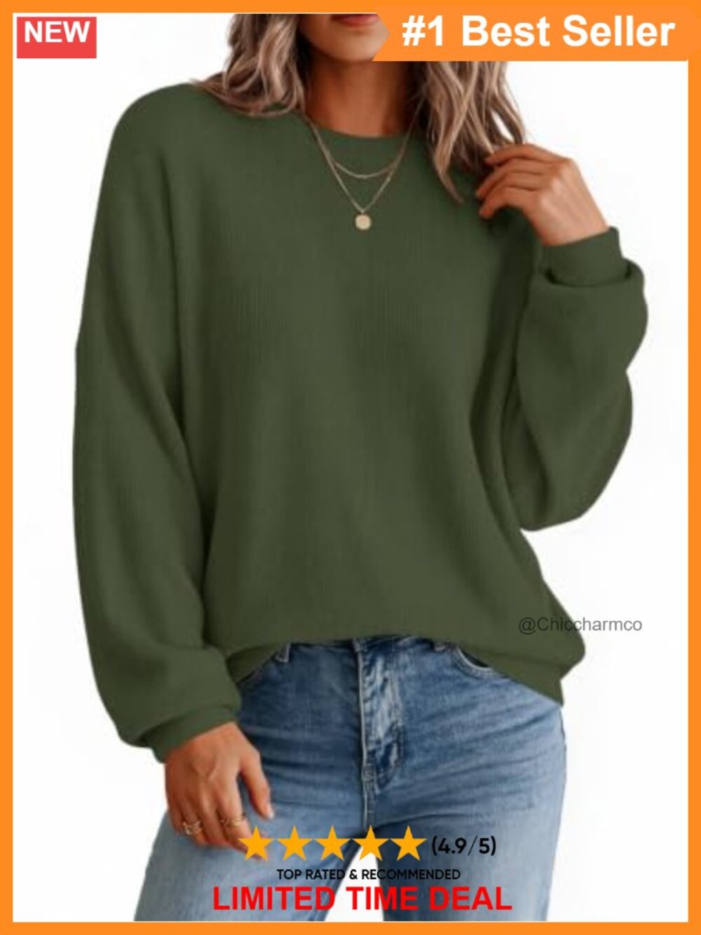 Zeagoo Oversized Knit Sweater Crewneck Long Sleeve Pullover Fall Winter